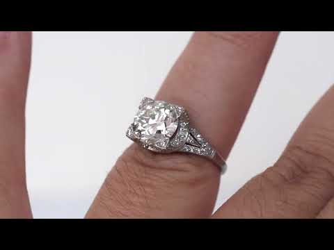 Circa 1930 Art Deco Platinum GIA 2.41cttw Old European Brilliant Diamond Engagement Ring - VEG#2246