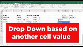 Drop Down based on another cell | Dependent Data validation | Microsoft Excel Tutorial
