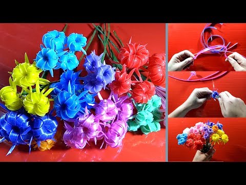 How to make Unique Plastic Flower Bouquet Video