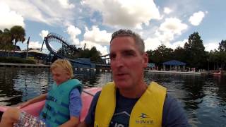 Orlando FL Aug 27 2016. SeaWorld. Pink Flamingo paddle boats