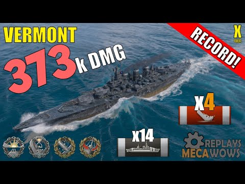 Battleship Vermont 4 Kills & 373k Damage | World of Warships Gameplay