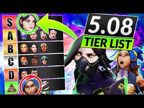 NEW AGENTS TIER LIST for Patch 5.08 - NEW VIPER/SAGE META IS GREAT - Valorant Guide
