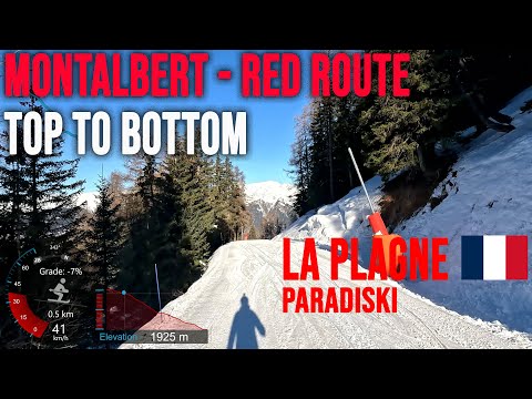 [4K] Skiing La Plagne, Plagne Montalbert - Red Route to Roche, Paradiski France, GoPro HERO11