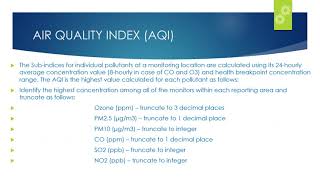 Calculations of Air Quality Index