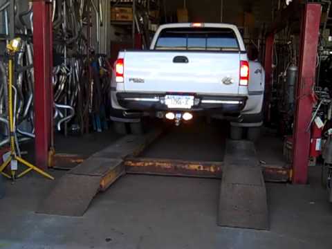 Ford F350 Diesel W/ Magnaflow Muffler & 2 Four Inch Mandrel Bent Tail Pipes
