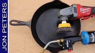 Super Fast &amp; Easy How To  Refinish - Restore Cast Iron Pan