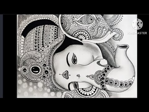 Ganesha Drawing/How to draw Mandala art on Ganpati Bappa/Realistic Ganesha drawing/Ganpati drawing