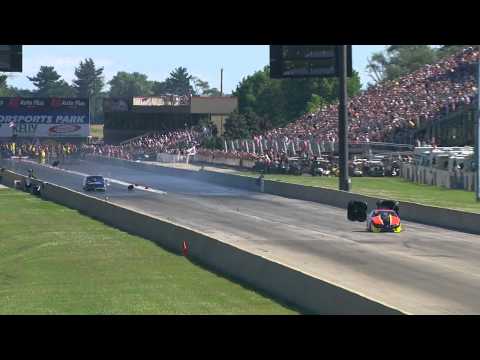 NHRA Pro Mod nitrous explosions in both lanes | Norwalk