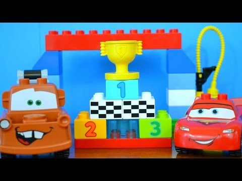 CARS LEGO DUPLO Disney Pixar Cars Race Playset Tow Mater and Lightning McQueen Piston Cup Trophy Video