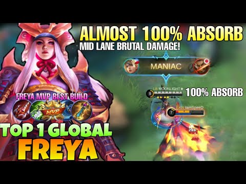 Freya Mid Lane Brutal Damage. Almost 100% Absorb! | Top 1 Global Freya by Moonlight | Mobile Legends