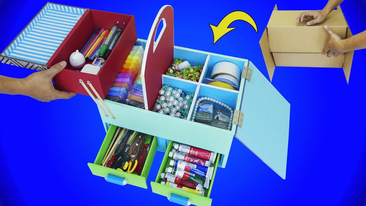 Organizador de escritorio de bricolaje de cajas de cartón de desecho para decoración del hogar