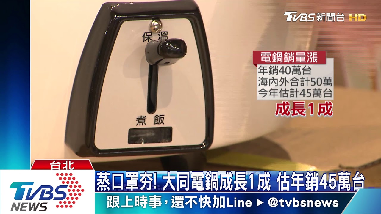 蒸口罩夯!大同電鍋成長1成 估年銷45萬台