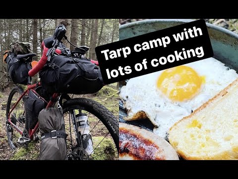 Tarp camp with lots of cooking. Wildcamping, bikepacking camping and gravel 24