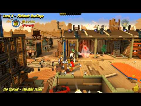 The Lego Movie Videogame: Level 4 Flatbush Rooftops - STORY Walkthrough - HTG