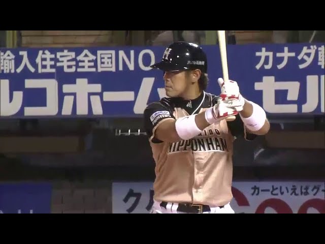 【7回表】初球を捉えた!! ファイターズ・代打稲葉 今季初ヒットはライト線への2ベースヒット!! 2014/7/27 E-F