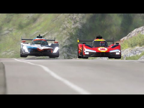LMDh BMW M Hybrid V8 '23 vs LMDh Porsche 963 Hybrid '23 vs LMH Ferrari 499P '22 at Highlands