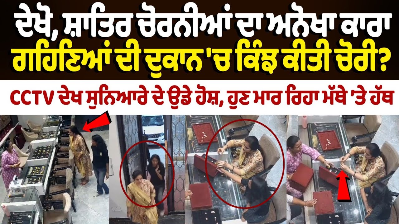 Robbery incident at jewellery shop in Gurugram caught on CCTV : ਦੇਖੋ, ਸ਼ਾਤਿਰ ਚੋਰਨੀਆਂ ਦਾ ਅਨੋਖਾ ਕਾਰਾ Robbery incident at jewellery shop in Gurugram caught on CCTV : ਦੇਖੋ, ਸ਼ਾਤਿਰ ਚੋਰਨੀਆਂ ਦਾ ਅਨੋਖਾ ਕਾਰਾ