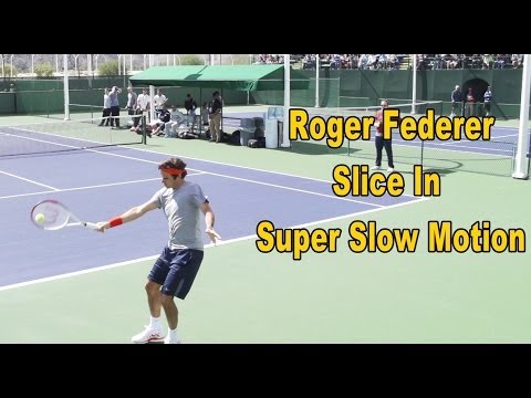 Roger Federer Slice Backhand In Slow Motion - BNP Paribas Open 2013