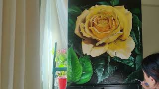 Yellow Rose Painting Reveal - Harshpreet Kaur Fine Artist