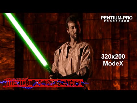 Jedi Knight (Software renderer, 320x200): How it runs on a 1996 PC — Pentium Pro 200 MHz / AWE32