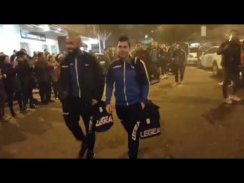 Los jugadores del FS Talavera a su llegada al partido contra el Industrias Santa Coloma