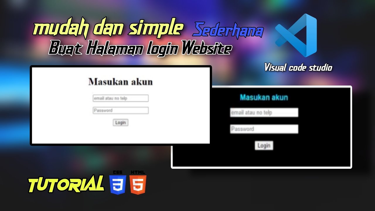 Tutorial !!! Cara membuat form login di aplikasi visual studio code || html dasar & css #css #html