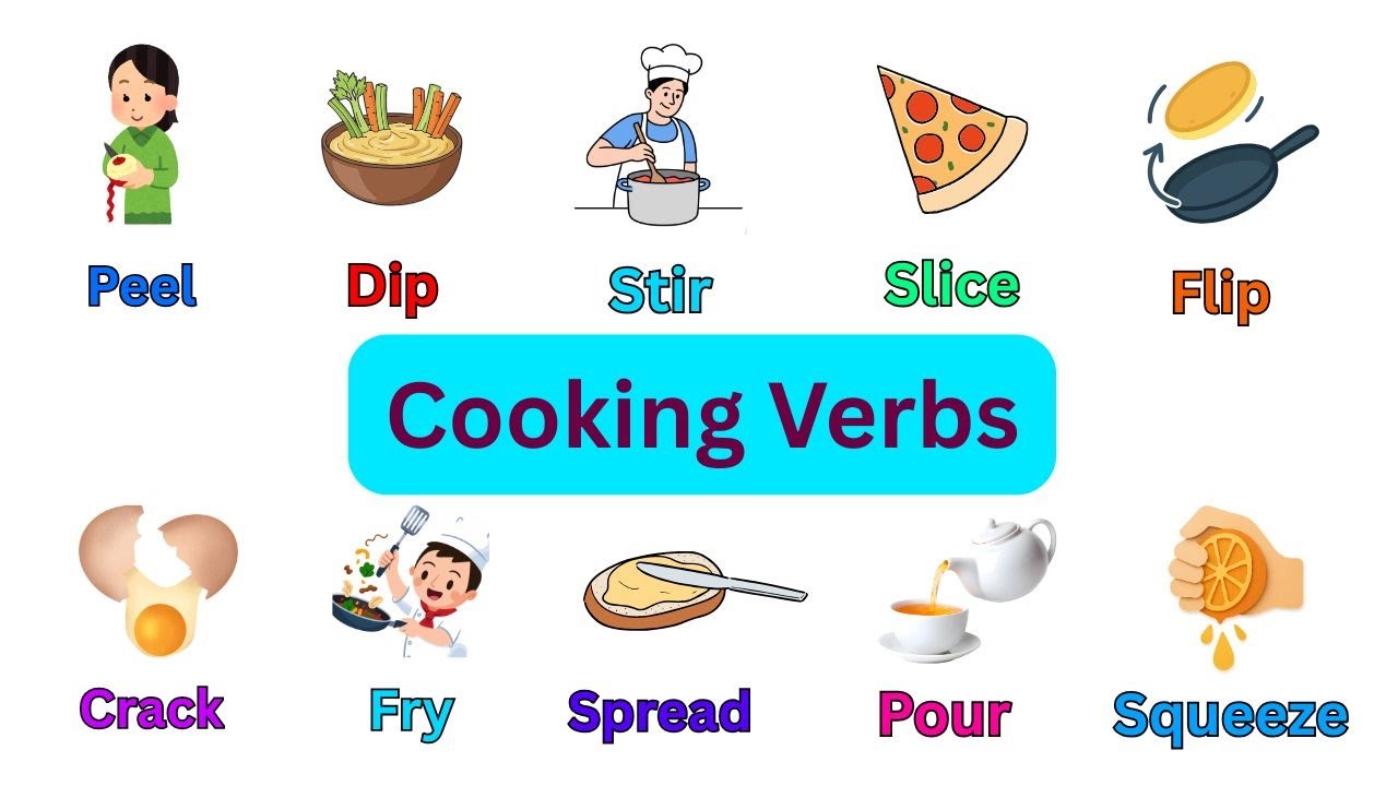 Cooking Verbs in English | Learn Cooking Vocabulary with Pictures for Kids