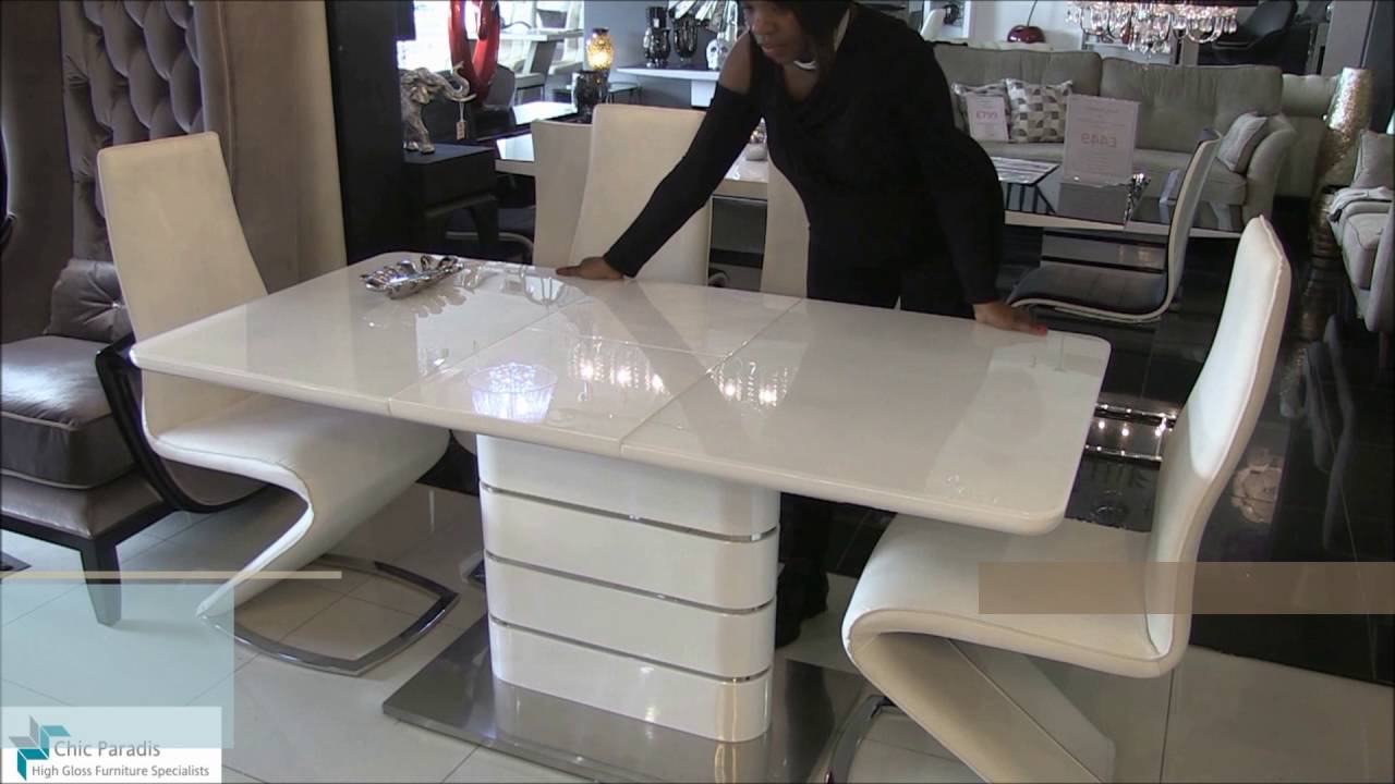 Alice extending high gloss white dining table