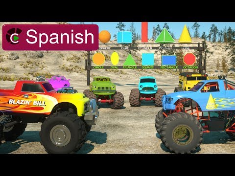 Aprende sobre figuras 2D, 3D y camiones monstruo - JUGUETES - Learn Shapes (SPANISH)
