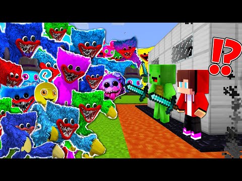 1000 HUGGY WUGGY TOYS vs The Most Secure House - Minecraft gameplay by Mikey and JJ (Maizen Parody)