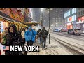 ️ SNOWY FRIDAY NIGHT IN NEW YORK CITY Walk In A Winter Snowstorm 2025