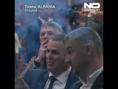 Albania's Opposition Democratic Party used flared to Disturb the Parliament #nocomment #shorts