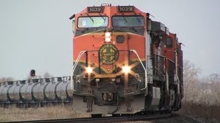 preview picture of video 'Four BNSF on a Curve, Near Lee, Illinois on 11-4-2012'