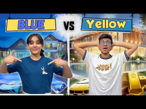 BUYING Everything in ONE COLOR Challenge!! 💛💙