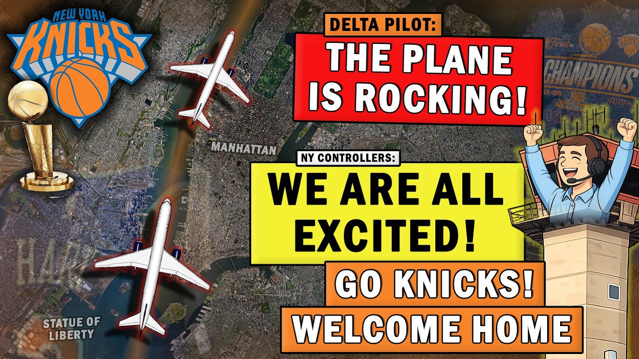 NBA Champions Knicks Team Flying over Manhattan | "Excited Bunch Back There!!"