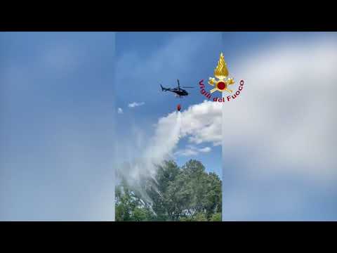 I Canadair e i vigili del fuoco a Campofilone