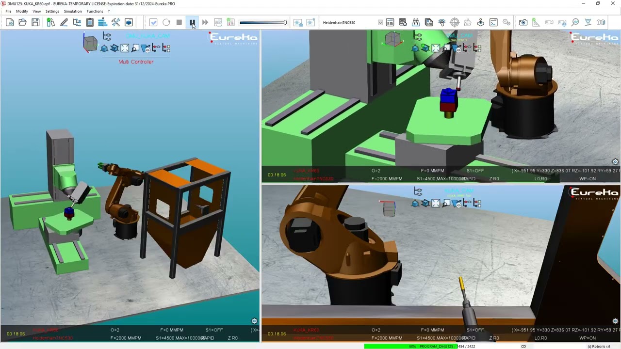 Eureka Robot | CNC machine and KUKA Robot for precision machining and multi-machine simulation
