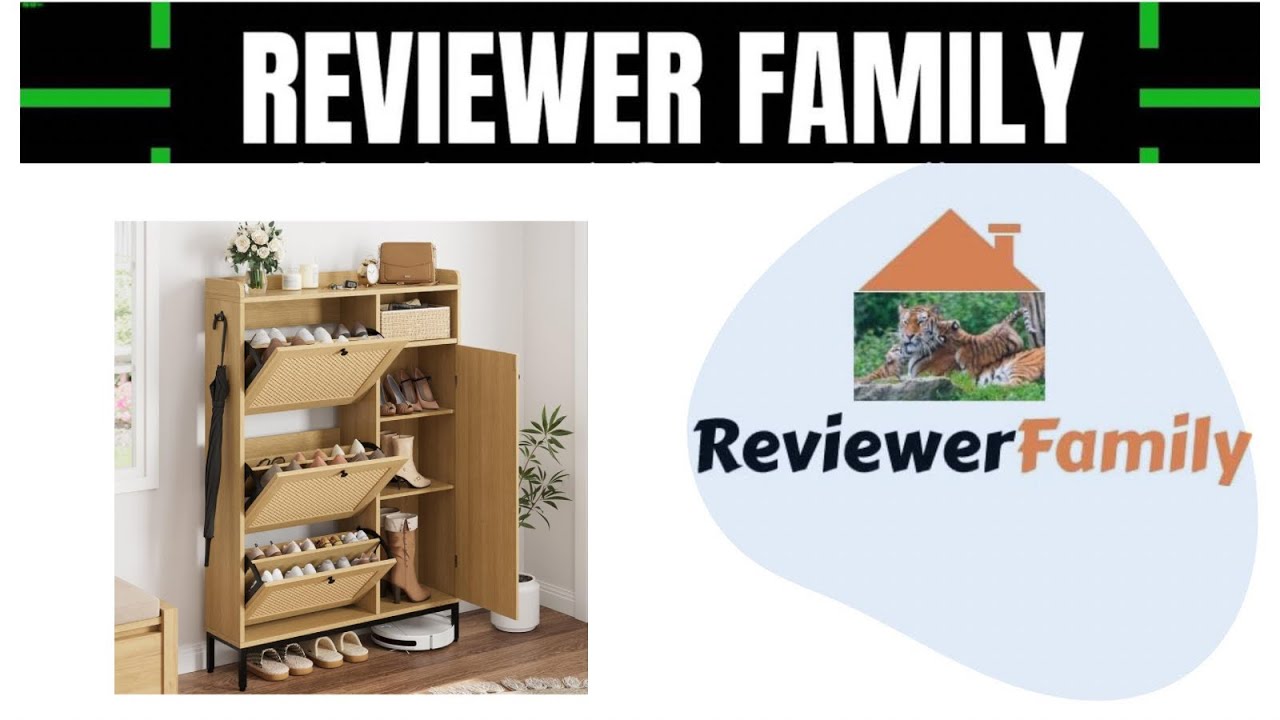 Shoe Cabinet Rattan with 3 Flip Drawers and 4-Tier Shoe Storage Cabinet
