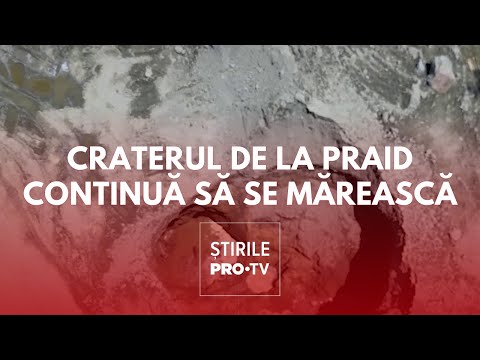 Craterul de la Praid continuă să se mărească. Ce se vede din aer deasupra salinei