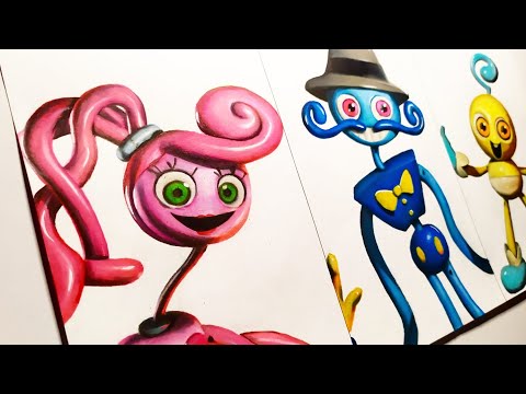 Drawing Mommy Long Legs, Daddy Long Legs, and Baby Long Legs | Poppy Play Time