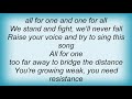 At Vance - All For One, One For All Lyrics