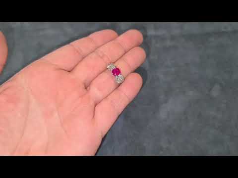 Antique Platinum Unheated Burma Ruby Diamond Three Stone Trilogy Ring