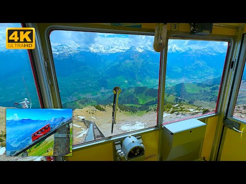 Niesen Mountain Funicular Railway – towards the 360-degree panorama of Swiss Alps 4K HDR