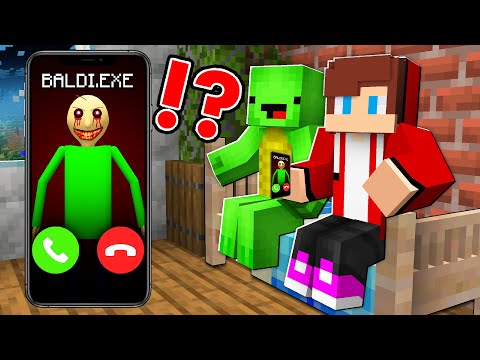 Scary Call Baldi.exe at 3 AM Mikey and JJ in Minecraft - Maizen
