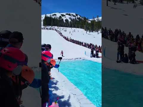 They Ski Over Freezing Water at Slush Cup Kirkwood #shorts #skiing #extreme #snow #kirkwood
