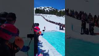 They Ski Over Freezing Water at Slush Cup Kirkwood #shorts #skiing #extreme #snow #kirkwood