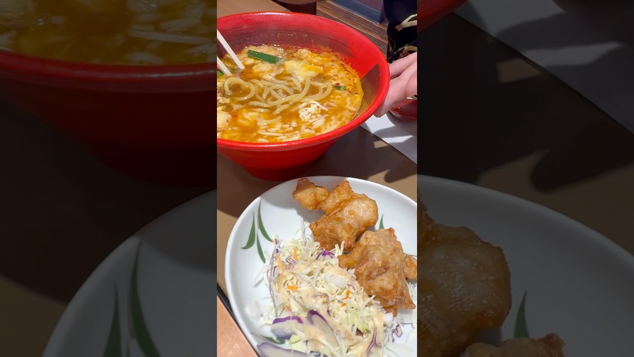 【たっぷりチーズ】辛うま麺とから揚げの定食#spicy noodles & fried chicken #setmeal