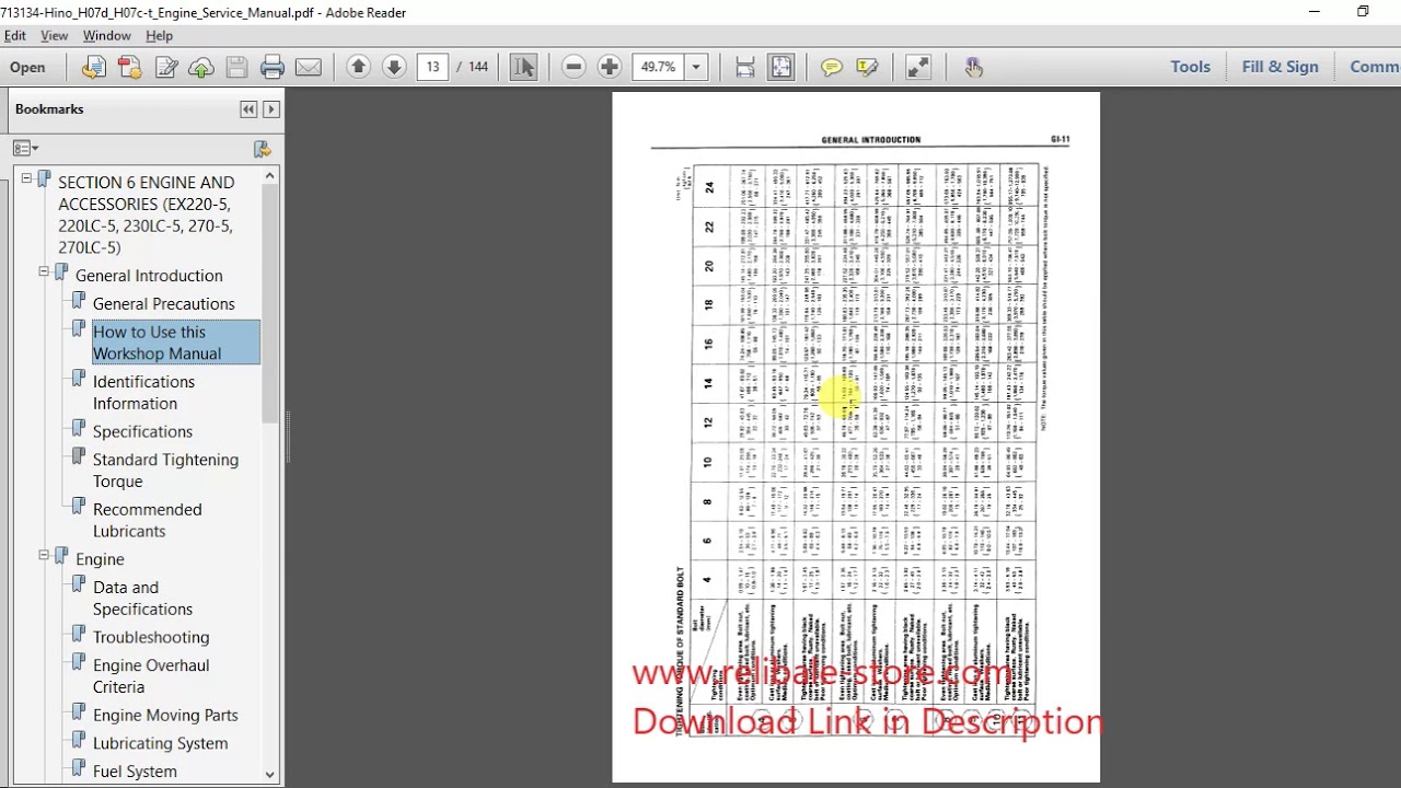 Hino Workshop Service Repair Manual Download