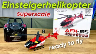Scale RC beginner helicopter AMEWI AFX-135 electric RTF | autostart & landing function | full review