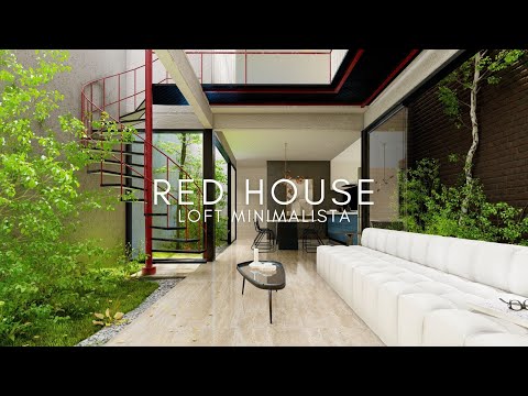 LOFT ESTREITO MINIMALISTA COM 3 QUARTOS DE 5,5X16 METROS - RED HOUSE